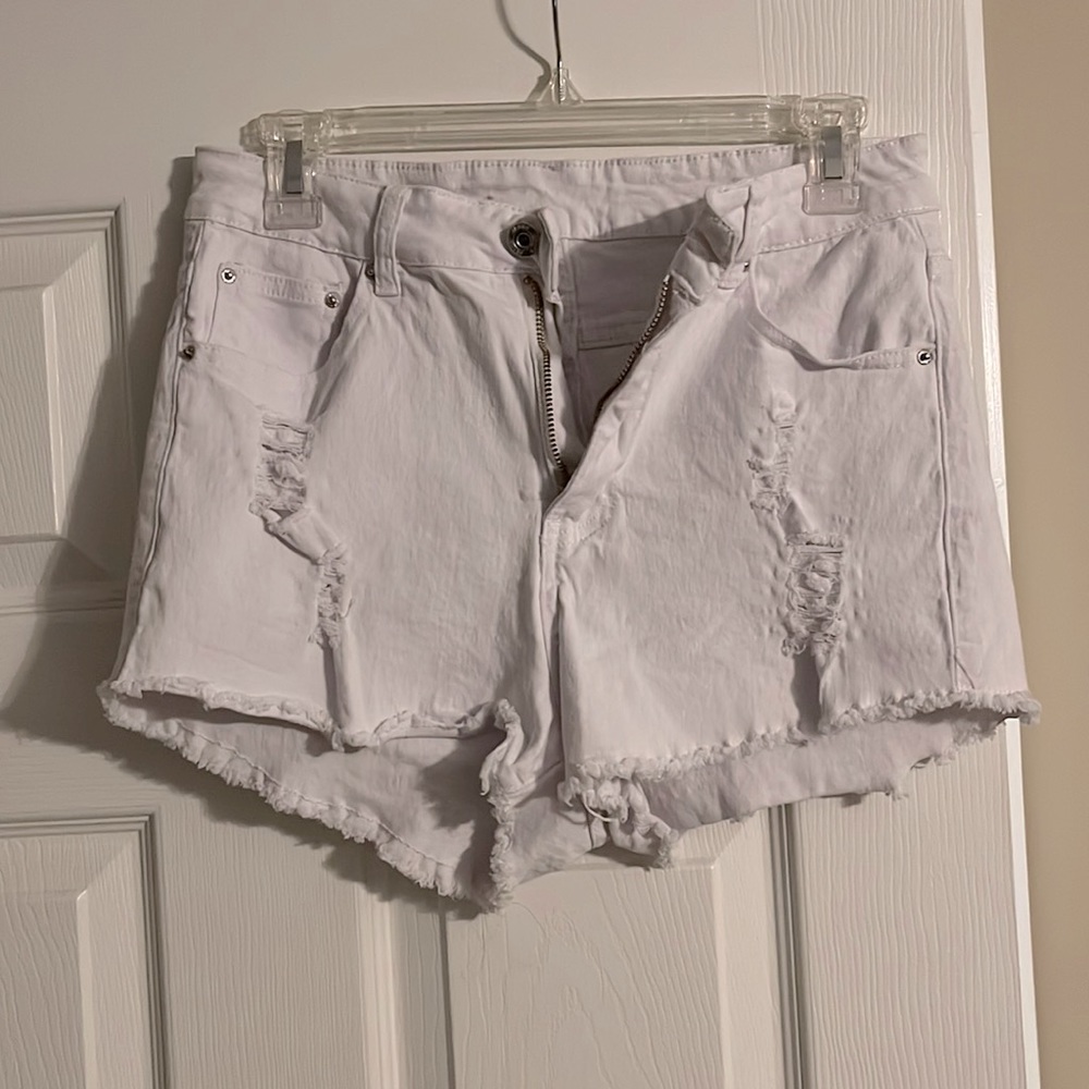 White jean shorts high waisted size large